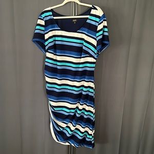 Stripped and rouche stretchy dress